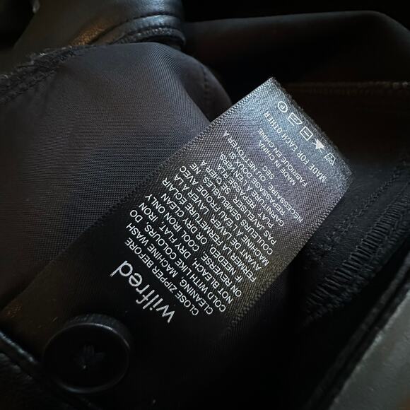 WILFRED PANTS WOMEN’S‎ 8 BLACK VEGAN LEATHER HIGH RISE SLIM LEG TROUSERS - Picture 6 of 10